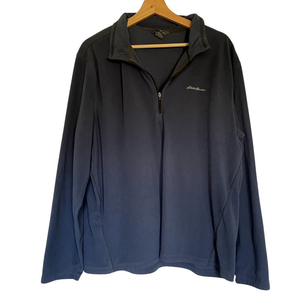 Eddie Bauer men's XL blue fleece full zip sweater jacket warm fall winter basic